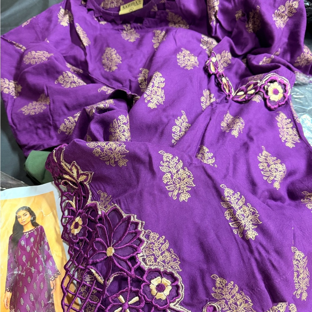 New XL Pakistani Designer Purple Dress - Picture 5 of 10